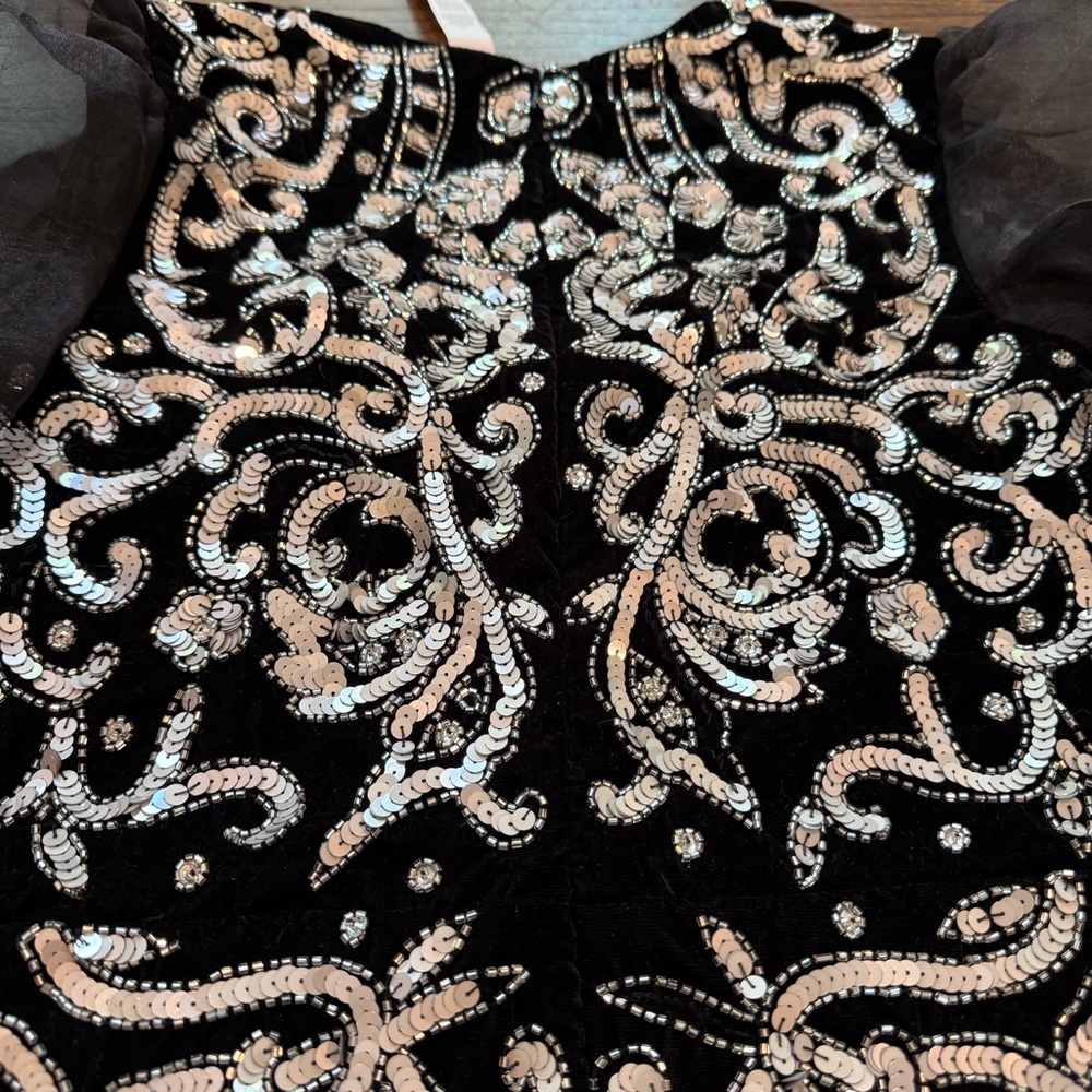ASOS LUXE Keyhole Plunge Embellished Mini Dress with Sheer Bishop Sleeves NWT - Picture 14 of 15
